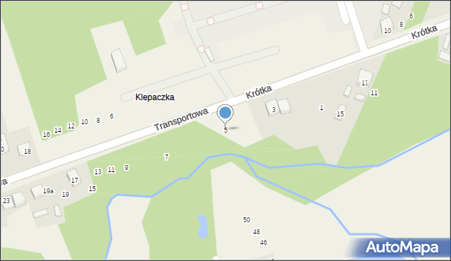 Kolonia Klepaczka, Transportowa, 5, mapa Kolonia Klepaczka