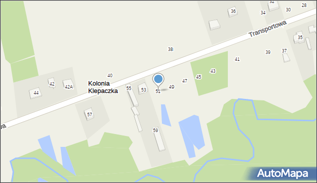 Kolonia Klepaczka, Transportowa, 51, mapa Kolonia Klepaczka