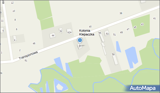 Kolonia Klepaczka, Transportowa, 57, mapa Kolonia Klepaczka