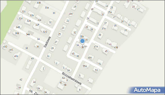 Komorniki, Truskawkowa, 36, mapa Komorniki