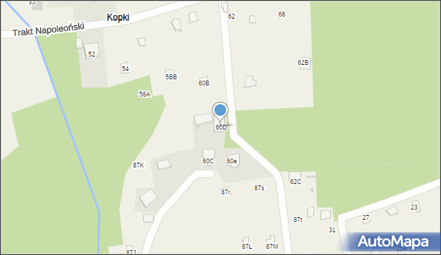 Kopki, Trakt Napoleoński, 60D, mapa Kopki