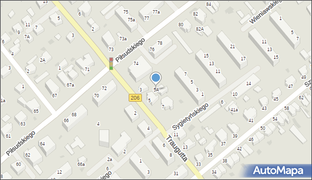 Koszalin, Traugutta Romualda, gen., 5A, mapa Koszalina