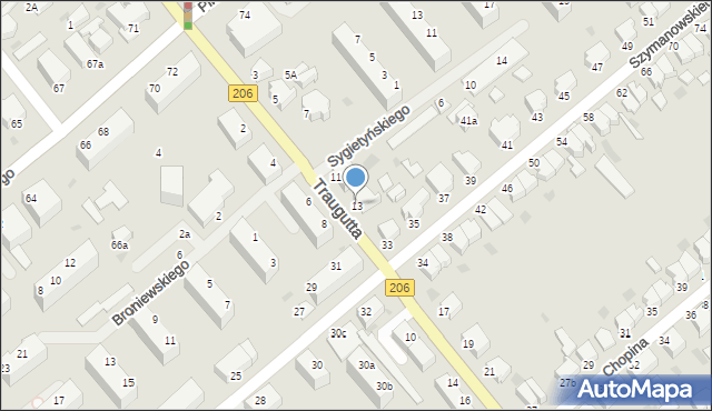 Koszalin, Traugutta Romualda, gen., 13, mapa Koszalina