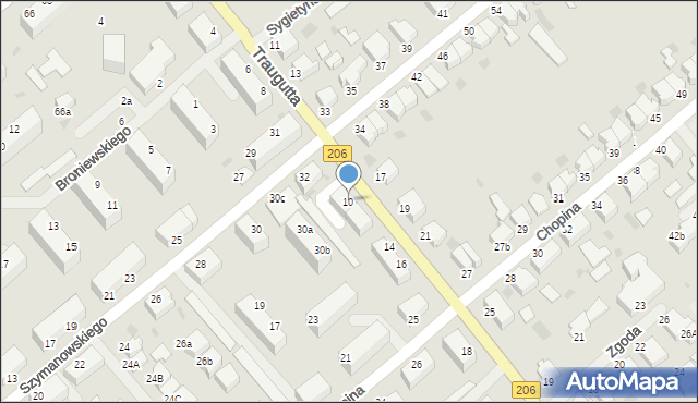 Koszalin, Traugutta Romualda, gen., 10, mapa Koszalina