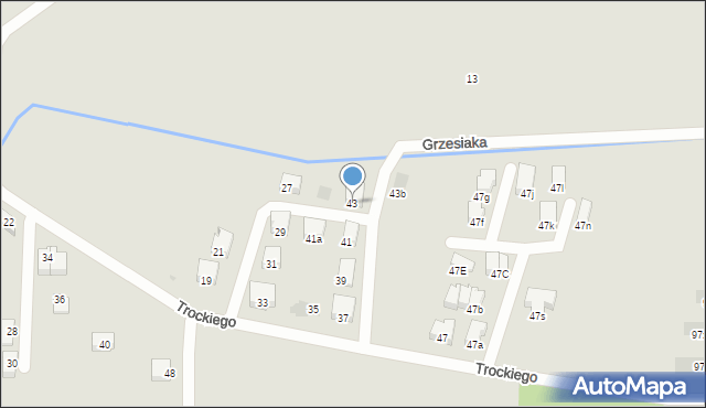 Kraków, Trockiego Franciszka, ks., 43, mapa Krakowa