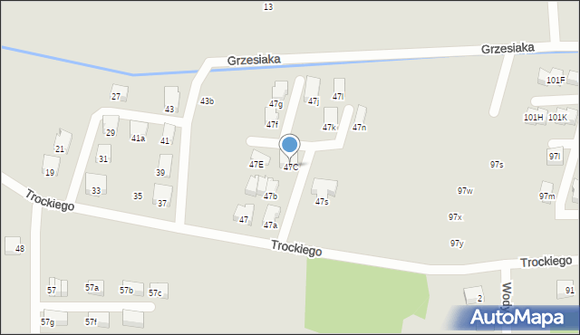 Kraków, Trockiego Franciszka, ks., 47C, mapa Krakowa