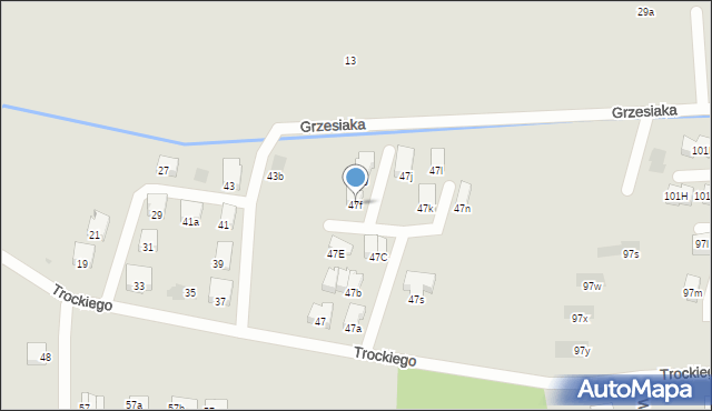 Kraków, Trockiego Franciszka, ks., 47f, mapa Krakowa