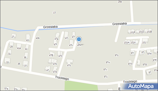 Kraków, Trockiego Franciszka, ks., 47n, mapa Krakowa