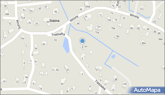 Kraków, Tretówka, 3, mapa Krakowa