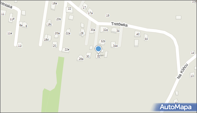 Kraków, Tretówka, 32, mapa Krakowa