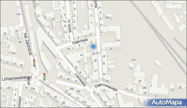 Kraków, Traugutta Romualda, gen., 13, mapa Krakowa