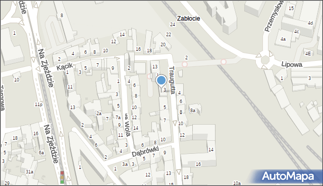 Kraków, Traugutta Romualda, gen., 3b, mapa Krakowa