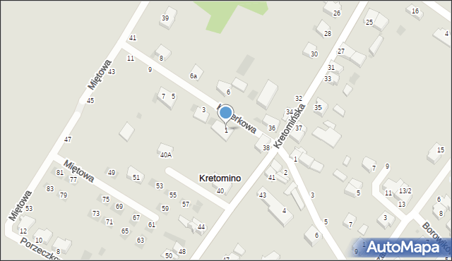 Kretomino, Truskawkowa, 1, mapa Kretomino
