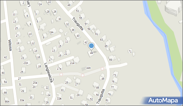 Krosno, Traugutta Romualda, gen., 44, mapa Krosna