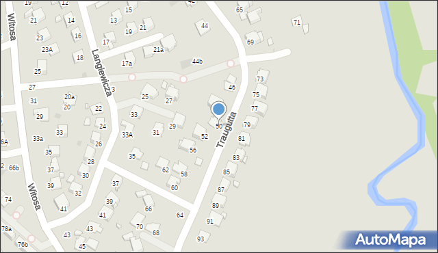 Krosno, Traugutta Romualda, gen., 50, mapa Krosna
