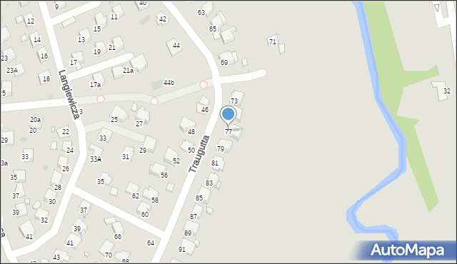 Krosno, Traugutta Romualda, gen., 77, mapa Krosna