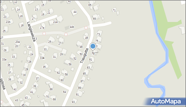 Krosno, Traugutta Romualda, gen., 79, mapa Krosna