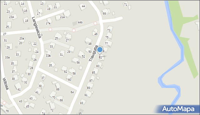 Krosno, Traugutta Romualda, gen., 81, mapa Krosna