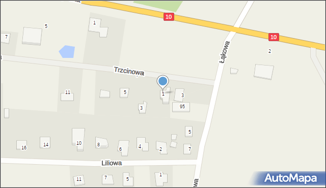 Kruszyn, Trzcinowa, 1, mapa Kruszyn