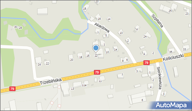 Krzeszowice, Trzebińska, 12, mapa Krzeszowice