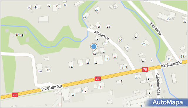 Krzeszowice, Trzebińska, 14, mapa Krzeszowice