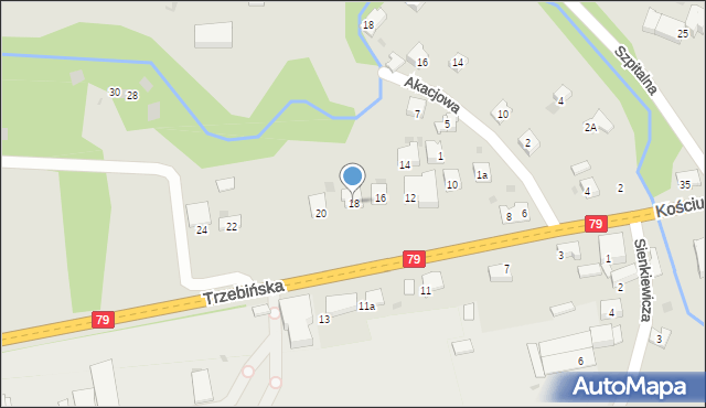 Krzeszowice, Trzebińska, 18, mapa Krzeszowice