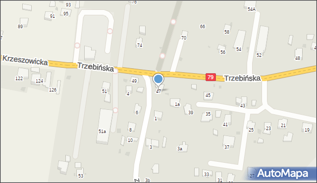 Krzeszowice, Trzebińska, 47, mapa Krzeszowice