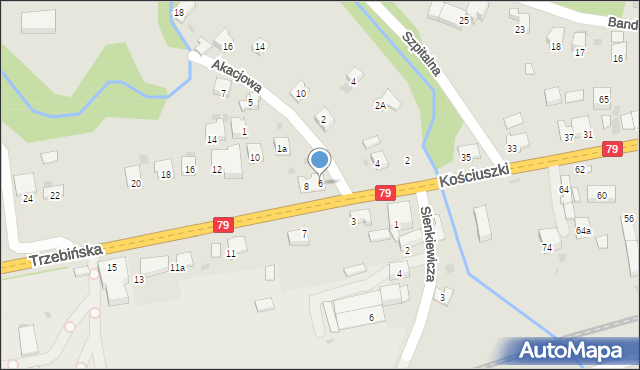 Krzeszowice, Trzebińska, 6, mapa Krzeszowice