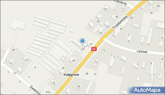 Księginice, Trzebnicka, 55, mapa Księginice