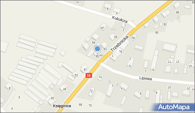 Księginice, Trzebnicka, 61, mapa Księginice