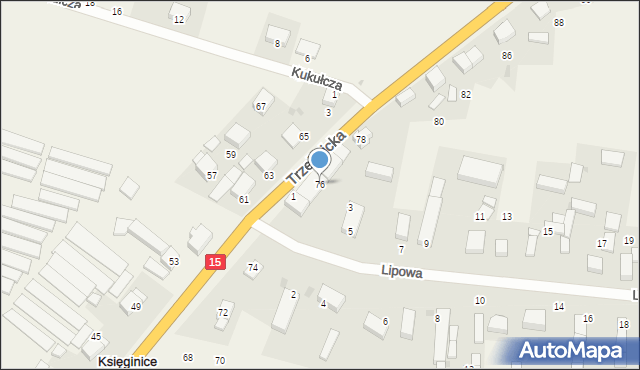 Księginice, Trzebnicka, 76, mapa Księginice