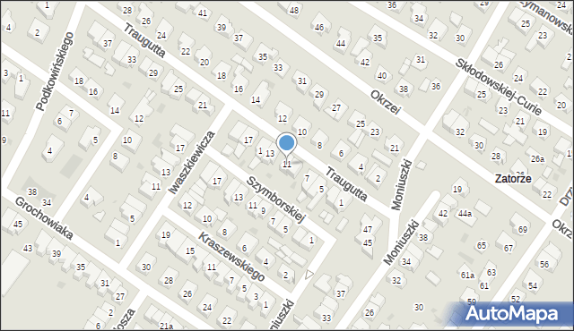 Leszno, Traugutta Romualda, gen., 11, mapa Leszno