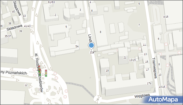 Łódź, Tramwajowa, 11a, mapa Łodzi