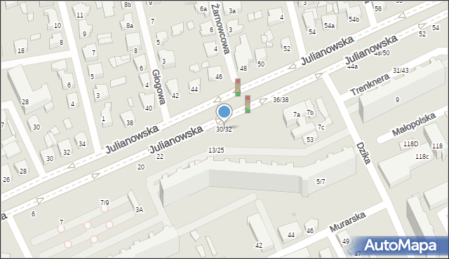 Łódź, Trenknera Henryka, dr., 30/32, mapa Łodzi