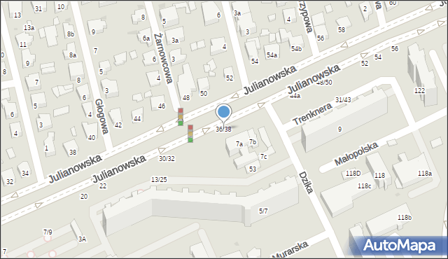 Łódź, Trenknera Henryka, dr., 36/38, mapa Łodzi