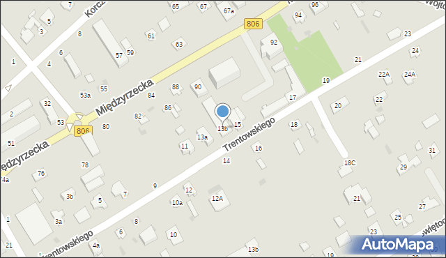 Łuków, Trentowskiego Bronisława, 13b, mapa Łuków