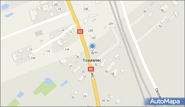 Łuków, Trzaskoniec, 54, mapa Łuków