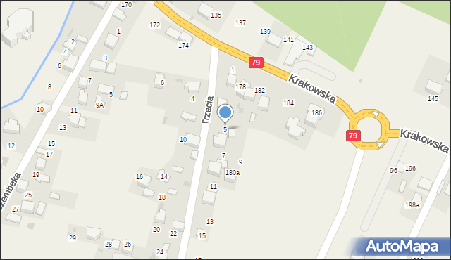 Młoszowa, Trzecia, 5, mapa Młoszowa