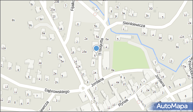 Myślenice, Traugutta Romualda, gen., 5c, mapa Myślenice