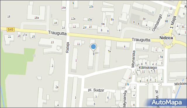 Nidzica, Traugutta Romualda, gen., 9, mapa Nidzica