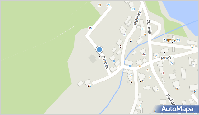 Olsztyn, Tracza, 5, mapa Olsztyna