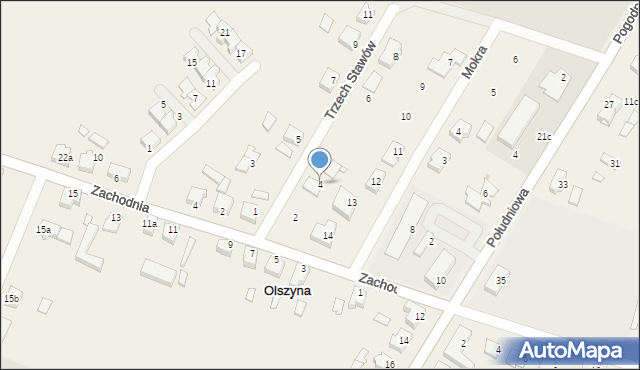 Olszyna, Trzech Stawów, 4, mapa Olszyna