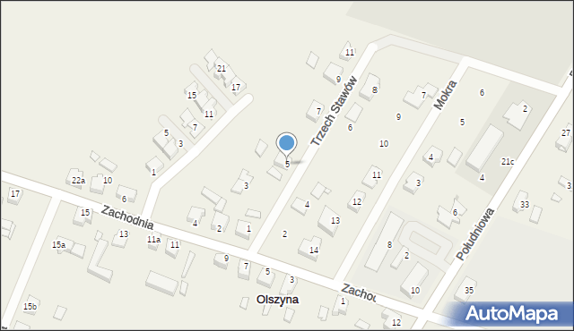 Olszyna, Trzech Stawów, 5, mapa Olszyna