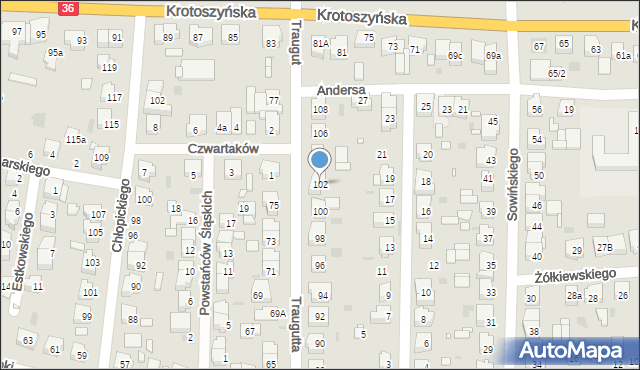 Ostrów Wielkopolski, Traugutta Romualda, gen., 102, mapa Ostrów Wielkopolski