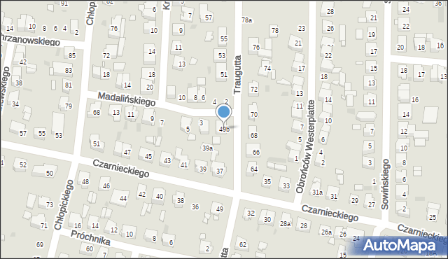 Ostrów Wielkopolski, Traugutta Romualda, gen., 49b, mapa Ostrów Wielkopolski