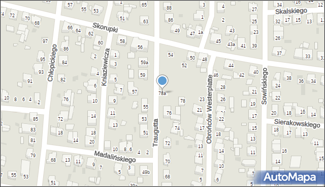 Ostrów Wielkopolski, Traugutta Romualda, gen., 78a, mapa Ostrów Wielkopolski