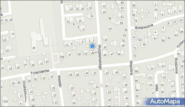 Ostrowiec Świętokrzyski, Trzeciaków, 43, mapa Ostrowiec Świętokrzyski