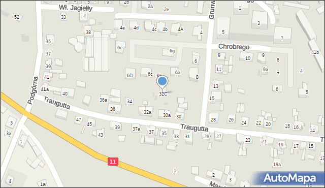 Pleszew, Traugutta Romualda, gen., 32C, mapa Pleszew