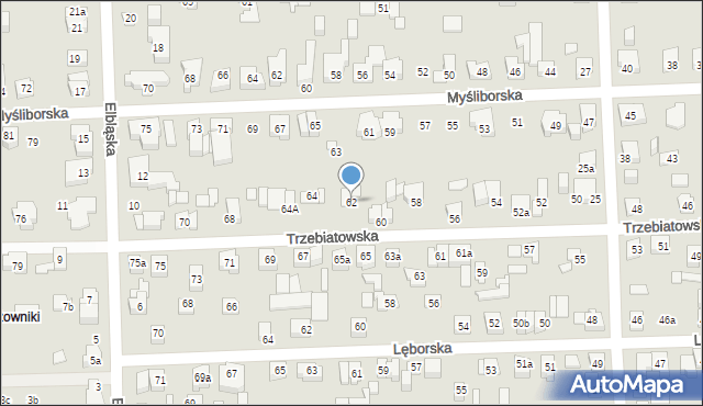 Poznań, Trzebiatowska, 62, mapa Poznania