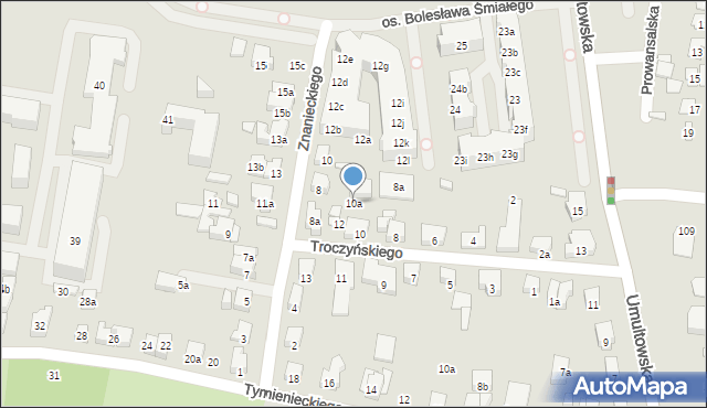 Poznań, Troczyńskiego Konstantego, 10a, mapa Poznania